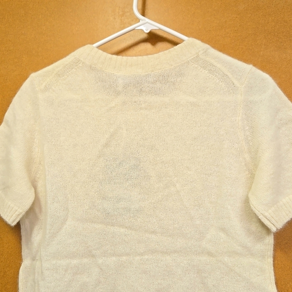 Everlane Size S Ivory Alpaca Wool Blend Knit T-Shirt - Picture 5 of 8